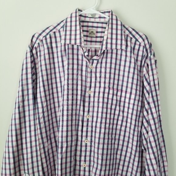 Peter Millar Long Sleeve Button Down Pink/White Check Striped Shirt XL Preppy - Picture 2 of 9